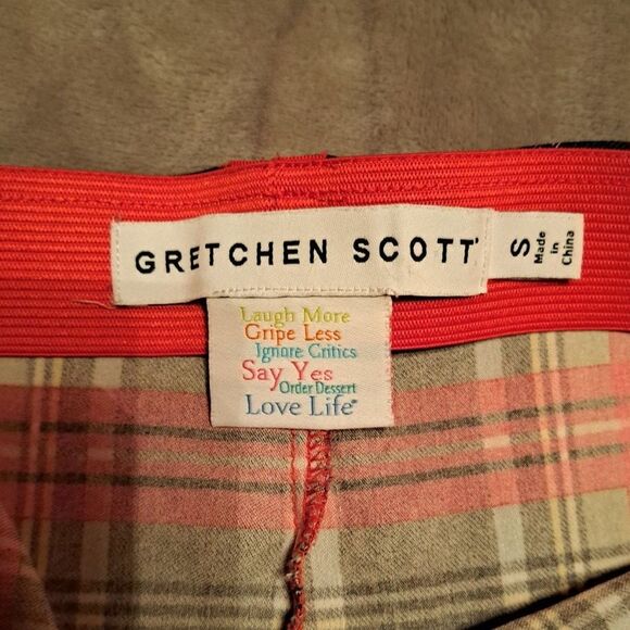 Gretchen Scott Gripe Less Tartan Pull-on Plaid Pants Size Small Ankle Crop - Picture 11 of 13